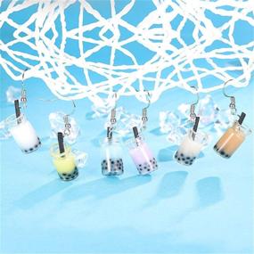 img 2 attached to D.Rosse 6 Pairs Bubble Boba Tea Dangle Earrings – Fun and Colorful Milk Tea Drink Earrings for Women and Girls - Unique Party Jewelry Gift