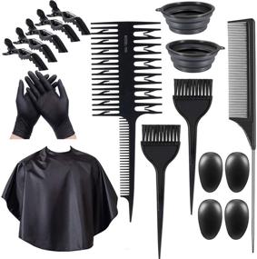 img 4 attached to 🎨 16-Piece Hair Dye Kit with Color Brush, Bowl Set, Folding Hair Tinting Bowl, Salon Cap, Coloring Gloves, Combs, and Ear Covers - Ideal Hair Bleaching, Highlighting, and Dyeing Tools