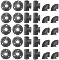 🔩 30-pack of alffun 1/2 inch black malleable iron cast pipe fitting flange tee elbows - ideal for diy decor or industrial vintage style логотип