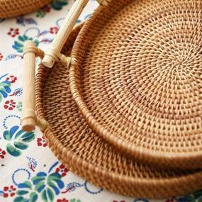 img 3 attached to 🌿 YANGQIHOME Handcrafted Rattan Serving Platter: Exquisite, Functional, and Stylish