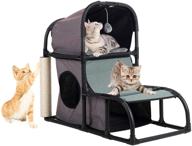 🐱 co-z 4-in-1 multi-functional cat tree condo furniture | stable cat tower house with bed, climber, peek holes, scratching post & dangling toy logo