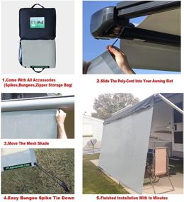 img 2 attached to 🏕️ RV Awning Sunshade Screen 7'X10'3'' - Gray Mesh Sun Shade Block for Patio, Front Sun Light, Motorhome Camping Trailer - UV Sunblocker Canopy Sunscreen - 3 Years Lasting by leaveshade