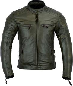 img 4 attached to 🧥 Mens Vintage Motorcycle Leather Jacket | Dark Brown Retro Biker Style DC-4092 (L)