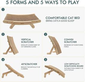 img 3 attached to 🐱 Durable Reversible Cat Furniture: 5-in-1 Cardboard Cat Scratcher with Solid Wood Frame for Small to Medium Indoor Cats