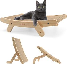 img 4 attached to 🐱 Durable Reversible Cat Furniture: 5-in-1 Cardboard Cat Scratcher with Solid Wood Frame for Small to Medium Indoor Cats