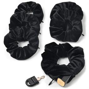 img 4 attached to 🎀 Versatile Velvet Scrunchies with Pocket Zipper: trendy hair ties for women; perfect for VSCO girls; hidden hair accessory for stylish black scrunchie; elastic bands & ponytail holder; great gifts for women