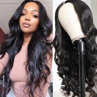 unice hair u part парик из натуральных волос body wave для черных женщин - бразильские волосы virgin, установка без клея и шитья, легко надевать парик - плотность 150%, 18 дюймов. логотип