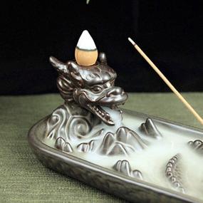 img 3 attached to 🐉 Dragon Backflow Incense Burner Set with 10 Backflow Incense Cones - Waterfall Incense Holder Home Decor Gift Statues Ornaments