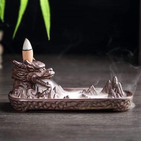 img 2 attached to 🐉 Dragon Backflow Incense Burner Set with 10 Backflow Incense Cones - Waterfall Incense Holder Home Decor Gift Statues Ornaments