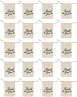 20-pack thank you drawstring jewelry pouch bags for wedding, party favors & gifts - 4.1 x 5.7 inches logo