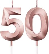 bbto 50th birthday candles cake numeral candles happy birthday cake topper decoration for birthday party wedding anniversary celebration supplies (rose gold) logo