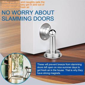 img 1 attached to 🚪 Stainless Steel Magnetic Door Stopper Set - 6 Pack, Brushed Nickel Finish, Wall or Floor Mount with Screws, Keep Your Door Securely Open