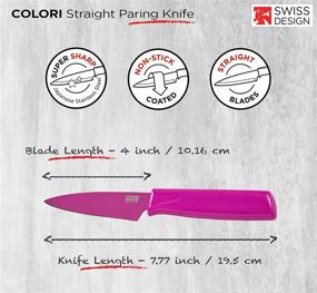 img 3 attached to 🍉 4-дюймовый кухонный нож Colori Non-Stick прямой заточки с наклоном от Kuhn Rikon с защитным чехлом