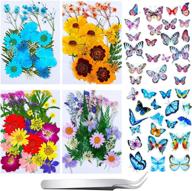 🌸 timtin 151 pieces natural real dried flowers with butterfly stickers, tweezers - diy art crafts, candle making, scrapbooking, resin jewelry decorations logo