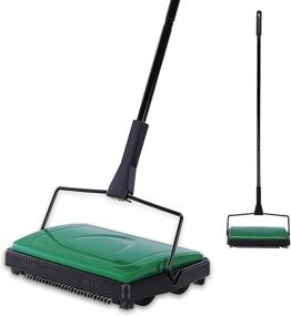 img 4 attached to 🧹 Yocada Green Carpet Sweeper Cleaner for Home Office - Low Carpets, Rugs, Undercoat Carpets - Pet Hair, Dust, Scraps, Paper, Small Rubbish Cleaning with Brush