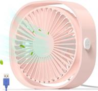 amusend usb desk fan personal usb power desktop fan ultra-quiet 3 speeds 4inch portable mini desk fan for bedroom office desktop (pink) logo