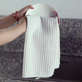 img 1 attached to 🧽 Homaxy Premium Microfiber Waffle Weave Kitchen Towels - 16 x 28 Inch Ultra Absorbent Solid Color Dish Towels (4 Pack) - White