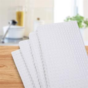 img 2 attached to 🧽 Homaxy Premium Microfiber Waffle Weave Kitchen Towels - 16 x 28 Inch Ultra Absorbent Solid Color Dish Towels (4 Pack) - White