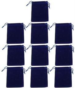 img 4 attached to 10pcs 9x12cm Dark Blue Velvet Drawstring Pouch Bag - Perfect Wedding Favor or Gift Bags by ROSENICE