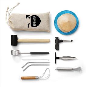 img 4 attached to 🥥 Ultimate Coconut Opener Set: Premium Stainless Steel Opener Kit with Hammer, Remover, Straws, Brush, and Mat - FANATU's All-in-One Carry Bag