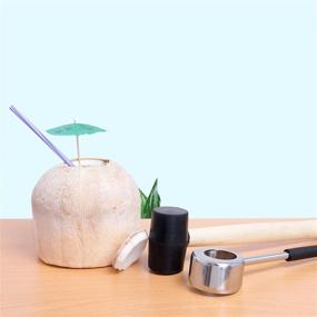 img 2 attached to 🥥 Ultimate Coconut Opener Set: Premium Stainless Steel Opener Kit with Hammer, Remover, Straws, Brush, and Mat - FANATU's All-in-One Carry Bag