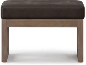 img 2 attached to 🛋️ SimpliHome Milltown 26" Rectangle Ottoman Bench - Distressed Brown Faux Air Leather - Contemporary Modern Design - Ideal for Living Room or Bedroom