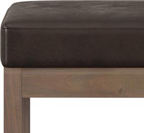 img 1 attached to 🛋️ SimpliHome Milltown 26" Rectangle Ottoman Bench - Distressed Brown Faux Air Leather - Contemporary Modern Design - Ideal for Living Room or Bedroom