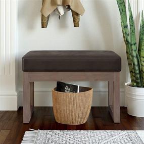 img 4 attached to 🛋️ SimpliHome Milltown 26" Rectangle Ottoman Bench - Distressed Brown Faux Air Leather - Contemporary Modern Design - Ideal for Living Room or Bedroom