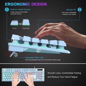 img 1 attached to 🌈 NPET K10 Gaming Keyboard: Ultra-Slim Rainbow LED Backlit Mechanical Keyboard for Desktop, PC - Water-Resistant, Quiet & Ergonomic