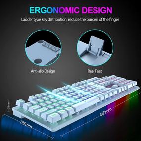 img 2 attached to 🌈 NPET K10 Gaming Keyboard: Ultra-Slim Rainbow LED Backlit Mechanical Keyboard for Desktop, PC - Water-Resistant, Quiet & Ergonomic