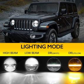 img 3 attached to 🚦 MGLLIGHT Светодиодный фара 7 дюймов: одобрено DOT, совместим с Jeep JK TJ LJ CJ, бело-янтарный DRL, поворотный сигнал, запасные фары (пара)