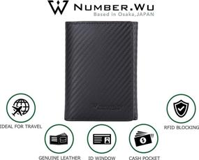 img 1 attached to NUMBER WU Trifold Blocking Carbon Leather Men's Accessories and Wallets, Card Cases & Money Organizers