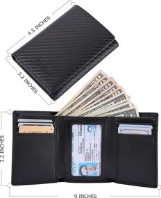 img 3 attached to NUMBER WU Trifold Blocking Carbon Leather Men's Accessories and Wallets, Card Cases & Money Organizers