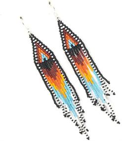 img 2 attached to 🌞 Native Style Multi-color Handmade Seed Beads Sun Hook Earrings [E-61-SB-3]