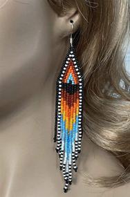 img 1 attached to 🌞 Native Style Multi-color Handmade Seed Beads Sun Hook Earrings [E-61-SB-3]