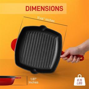 img 3 attached to NutriChef 11-дюймовая безмятежная чугунная гриль-плита для идеального гриля на электрических плитах, индукции и газе.