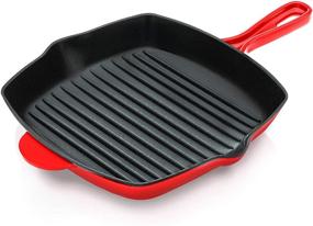 img 4 attached to NutriChef 11-дюймовая безмятежная чугунная гриль-плита для идеального гриля на электрических плитах, индукции и газе.