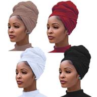 ultra soft extra long stretch jersey turban head wrap knit headwraps for women - solid color breathable hair scarf logo