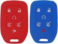 🔑 красно-синий чехол lemsa silicone smart key fob для chevrolet tahoe suburban gmc yukon xl 2015-2019, 13508278 13580802, 2-х компонентный резиновый держатель-протектор. логотип