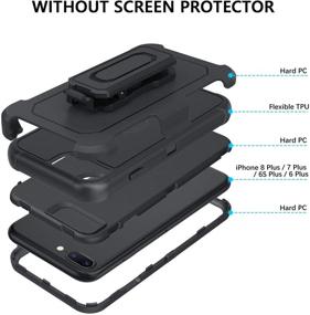 img 3 attached to 📱 BENTOBEN Shockproof iPhone 8 Plus, 7 Plus, 6S Plus, 6 Plus Case with Belt Clip Holster - Heavy Duty Protective Cover (Black)