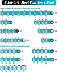 img 3 attached to 🔧 Набор бит и мини-головок 🔧 DURATECH 56-деталей 1/4" с реверсивным механизмом и насадками, оснащенными зубчатками 72 и 60 зубьев. Включает в себя набор рукояток и контейнеры для хранения.