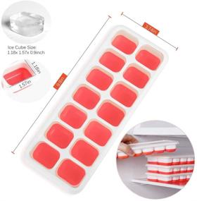 img 1 attached to 🧊 Kootek 4 Pack Coral Red Silicone Ice Cube Trays with Lid - BPA Free, Easy Release 56-Ice Cubes Molds, Spill-Resistant Removable Cover, Dishwasher Safe, Stackable & Durable