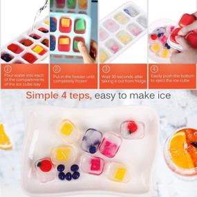 img 3 attached to 🧊 Kootek 4 Pack Coral Red Silicone Ice Cube Trays with Lid - BPA Free, Easy Release 56-Ice Cubes Molds, Spill-Resistant Removable Cover, Dishwasher Safe, Stackable & Durable