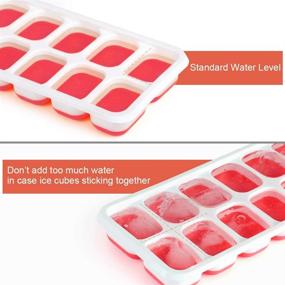 img 2 attached to 🧊 Kootek 4 Pack Coral Red Silicone Ice Cube Trays with Lid - BPA Free, Easy Release 56-Ice Cubes Molds, Spill-Resistant Removable Cover, Dishwasher Safe, Stackable & Durable