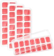 🧊 kootek 4 pack coral red silicone ice cube trays with lid - bpa free, easy release 56-ice cubes molds, spill-resistant removable cover, dishwasher safe, stackable & durable logo