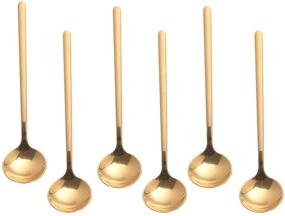 img 4 attached to Gold Espresso Spoons, 6-Piece Set - 5 Inch, 18/10 Stainless Steel Mini Teaspoons for Coffee, Sugar, Dessert, Cake, Ice Cream, Soup, Antipasto, and Cappuccino with Frosted Handle - Pukka Home