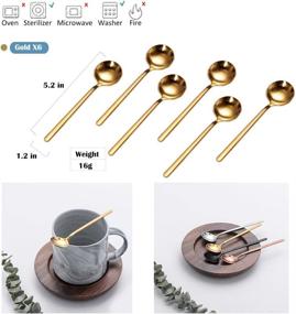 img 3 attached to Gold Espresso Spoons, 6-Piece Set - 5 Inch, 18/10 Stainless Steel Mini Teaspoons for Coffee, Sugar, Dessert, Cake, Ice Cream, Soup, Antipasto, and Cappuccino with Frosted Handle - Pukka Home