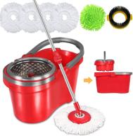 🧹 hapinnex spin mop and bucket set - ideal for efficient home kitchen floor cleaning - versatile wet/dry use on hardwood & tile - enhanced self-balanced easy press system with 2 reusable microfiber mop heads logo