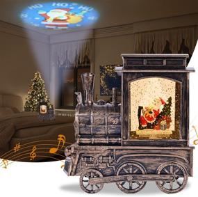 img 4 attached to 🎅 Christmas Singing Snow Globe Lantern - Santa Claus Train Lantern with Projector and Swirling Glitter for Festive Home Decor and Gift-Giving