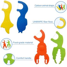 img 1 attached to 🦷 Fluoride-Free MinLan Kids Dental Flossers, 50 Count, Unflavored Floss for Kids, Soft and Strong, Fun Marine Animal Shapes in 4 Colors